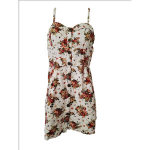 Poetry Floral sz XL, White with Red Flowers mini summer cottage core dress